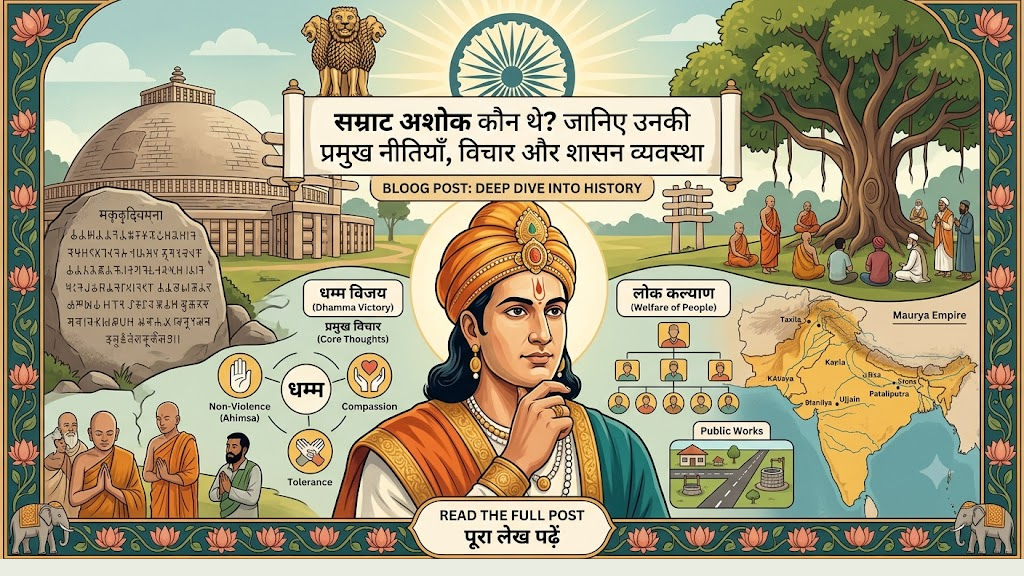 सम्राट अशोक कौन थे? जानिए उनकी प्रमुख नीतियाँ, विचार और शासन व्यवस्था | Life and Background of Ashoka Chandra