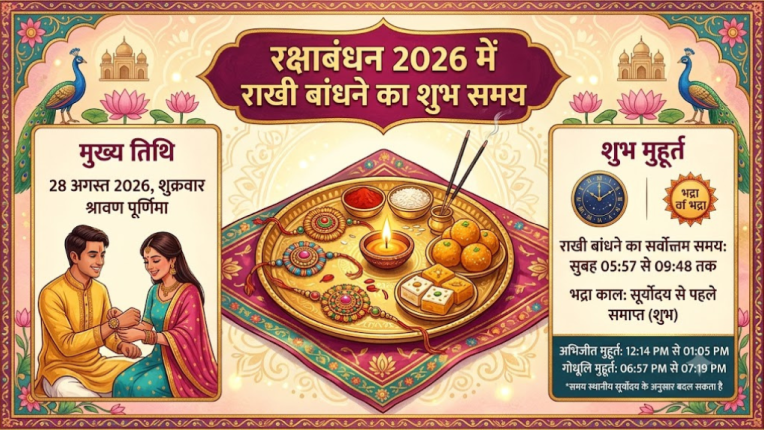 रक्षाबंधन 2026 में राखी बांधने का शुभ समय (Raksha Bandhan 2026 Shubh Muhurat)